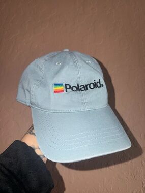 Polaroid Light Blue Cap with Rainbow Stripe Logo